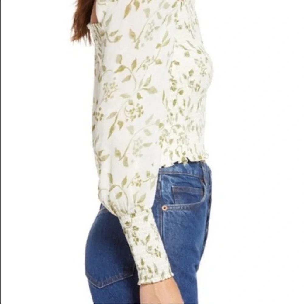 Reformation Smocked linen blouse